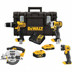 DeWALT - Cordless Tool Combination Kits Voltage: 20 Tools: Hammer Drill; 1/4" Impact Driver; 6-1/2" Circular Saw; Work Light - Exact Tool & Supply
