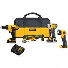 DeWALT - Cordless Tool Combination Kits Voltage: 20 Tools: 1/2" Drill/Driver; 1/4" Impact Driver; Work Light; Oscillating Multi-Tool - Exact Tool & Supply