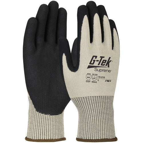 ‎15-210/S Coated Gloves w/Polykor - G-Tek Suprene - Tan 13G Nano Shell - Nitrile MicroSurface Grip - A4 - Exact Tool & Supply