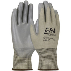 ‎15-340/XXL Coated Gloves w/Polykor - G-Tek Suprene - Tan 13G Nano Shell - Gray Polyurethane Grip - A4 - Exact Tool & Supply