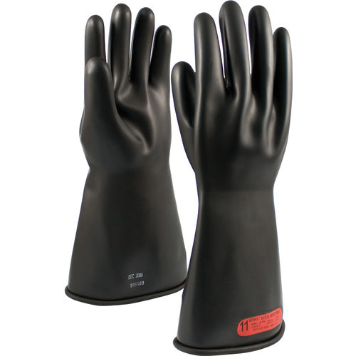 ‎150-0-14/8 - Novax - Natural Rubber Insulating Glove - Class 0 - 14″ - Black - Straight Cuff - Exact Tool & Supply