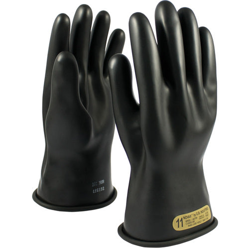 ‎150-00-11/9 - Novax - Natural Rubber Insulating Glove - Class 00 - 11″ - Black - Straight Cuff - Exact Tool & Supply