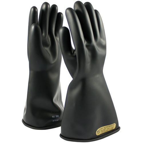 ‎150-00-14/7 - Novax - Natural Rubber Insulating Glove - Class 00 - 14″ - Black - Straight Cuff - Exact Tool & Supply