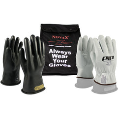 ‎150-SK-00-14/8-KIT - Novax Insulating Glove Kit - Class 00 - 14″ - Black - Straight Cuff - Exact Tool & Supply