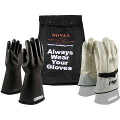 ‎150-SK-1/10-KIT - Novax Insulating Glove Kit - Class 1 - 14″ - Black - Straight Cuff - Exact Tool & Supply