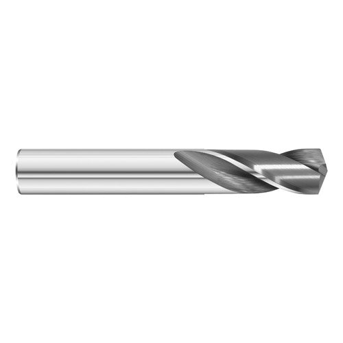 #44 Dia. × 0.086″ Shank × 1/2″ Flute Length × 2″ OAL, 5xD, 135°, Uncoated, 2xD Flute, External Coolant, Round Solid Carbide Drill - Exact Tool & Supply