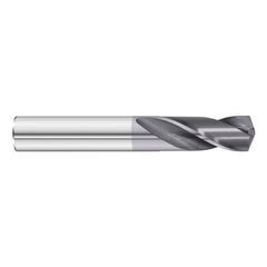 #37 Dia. × 0.104″ Shank × 5/8″ Flute Length × 2″ OAL, 5xD, 135°, TiAlN, 2xD Flute, External Coolant, Round Solid Carbide Drill - Exact Tool & Supply
