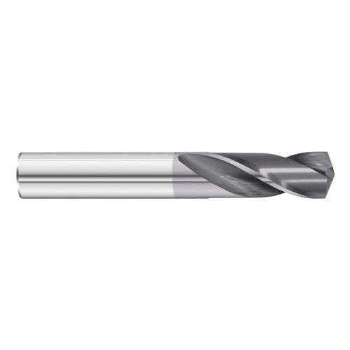 #40 Dia. × 0.098″ Shank × 5/8″ Flute Length × 2″ OAL, 5xD, 135°, TiAlN, 2xD Flute, External Coolant, Round Solid Carbide Drill - Exact Tool & Supply