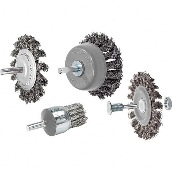 WALTER Surface Technologies - 2-3/4" OD, 1/4" Arbor Hole, Knotted Steel Wheel Brush - Exact Tool & Supply