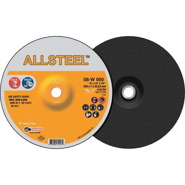 WALTER Surface Technologies - Depressed-Center Wheels Wheel Diameter (Inch): 9 Wheel Thickness (Inch): 1/4 - Exact Tool & Supply