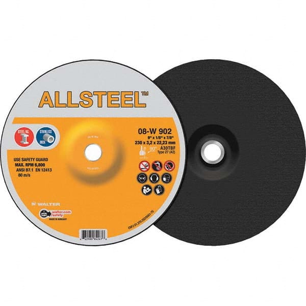 WALTER Surface Technologies - Depressed-Center Wheels Wheel Diameter (Inch): 9 Wheel Thickness (Inch): 1/8 - Exact Tool & Supply
