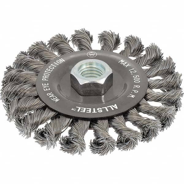 WALTER Surface Technologies - 4-1/2" OD, 5/8-11 Arbor Hole, Knotted Steel Wheel Brush - Exact Tool & Supply