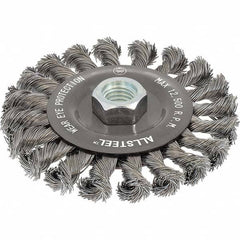 WALTER Surface Technologies - 5" OD, 5/8-11 Arbor Hole, Knotted Steel Wheel Brush - Exact Tool & Supply