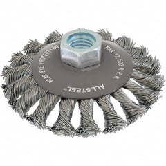 WALTER Surface Technologies - 4" OD, 5/8-11 Arbor Hole, Knotted Steel Wheel Brush - Exact Tool & Supply