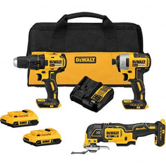 DeWALT - Cordless Tool Combination Kits Voltage: 20 Tools: Brushless 1/2" Cordless Drill/Driver; Brushless 1/4" Cordless Impact Driver; Brushless 3-Speed Cordless Oscillating Multi-Tool - Exact Tool & Supply