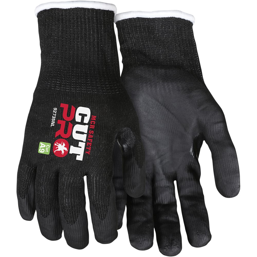 MCR Safety - Size L, ANSI Cut Lvl A9, Puncture Lvl 5, Abrasion Lvl 3, Nitrile Coated Cut & Puncture Resistant Gloves - Exact Tool & Supply