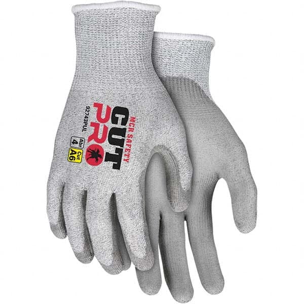 MCR Safety - Size L, ANSI Cut Lvl A6, Puncture Lvl 4, Abrasion Lvl 5, Polyurethane Coated Cut & Puncture Resistant Gloves - Exact Tool & Supply