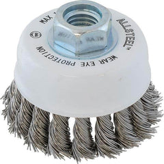 WALTER Surface Technologies - 3" Diam 5/8-11 Threaded Arbor Stainless Steel Fill Cup Brush - Exact Tool & Supply