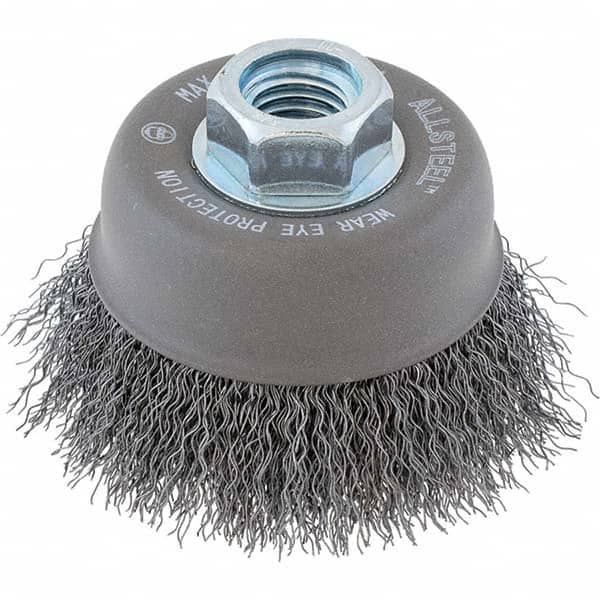 WALTER Surface Technologies - 5" Diam 5/8-11 Threaded Arbor Steel Fill Cup Brush - Exact Tool & Supply