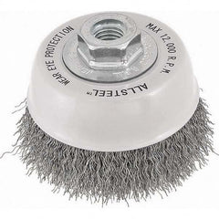 WALTER Surface Technologies - 3" Diam 5/8-11 Threaded Arbor Stainless Steel Fill Cup Brush - Exact Tool & Supply