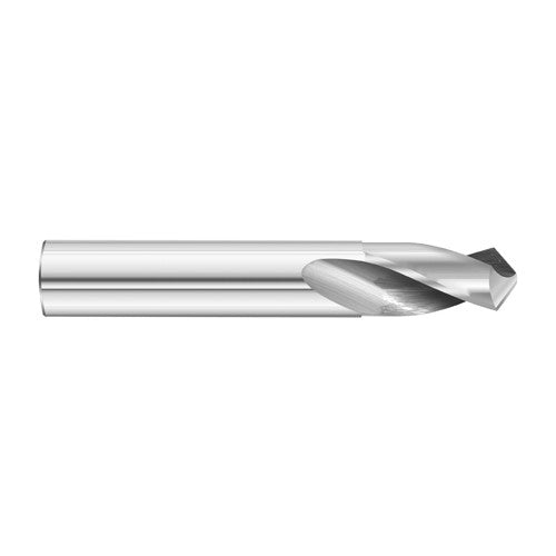 #32 Dia. × 0.116″ Shank × 5/8″ Flute Length × 2″ OAL, 5xD, 118°, Uncoated, 2xD Flute, External Coolant, Round Solid Carbide Drill - Exact Tool & Supply