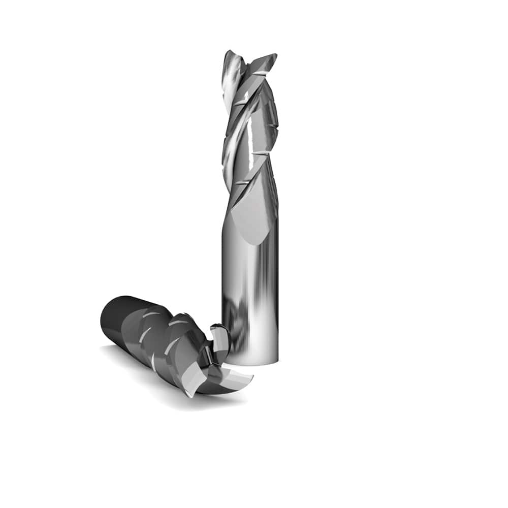 Corner Radius End Mill: 1/4″ Dia, 3/4″ LOC, 0.015″ Radius, 3 Flutes, Solid Carbide 2-1/2″ OAL, 1/4″ Shank Dia, 37 ° Helix, Bright/Uncoated, Corner Radius End, Series 1040