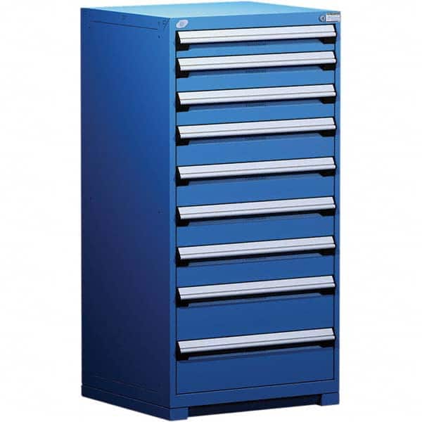 Rousseau Metal - 9 Drawer Avalanche Blue Steel Modular Storage Cabinet - Exact Tool & Supply