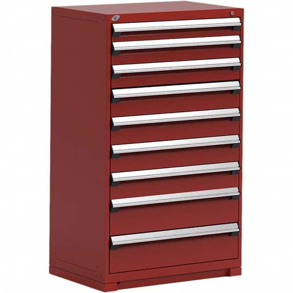 Rousseau Metal - 9 Drawer Flame Red Steel Modular Storage Cabinet - Exact Tool & Supply