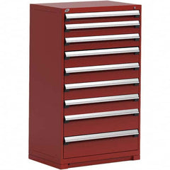 Rousseau Metal - 9 Drawer Flame Red Steel Modular Storage Cabinet - Exact Tool & Supply
