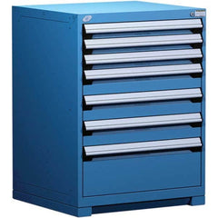 Rousseau Metal - 7 Drawer Avalanche Blue Steel Modular Storage Cabinet - Exact Tool & Supply