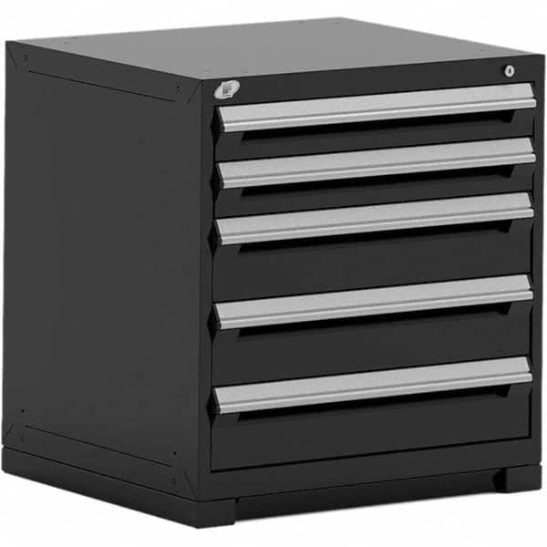 Rousseau Metal - 5 Drawer Black Steel Modular Storage Cabinet - Exact Tool & Supply