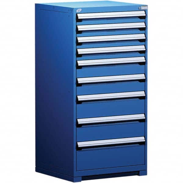 Rousseau Metal - 9 Drawer Avalanche Blue Steel Modular Storage Cabinet - Exact Tool & Supply