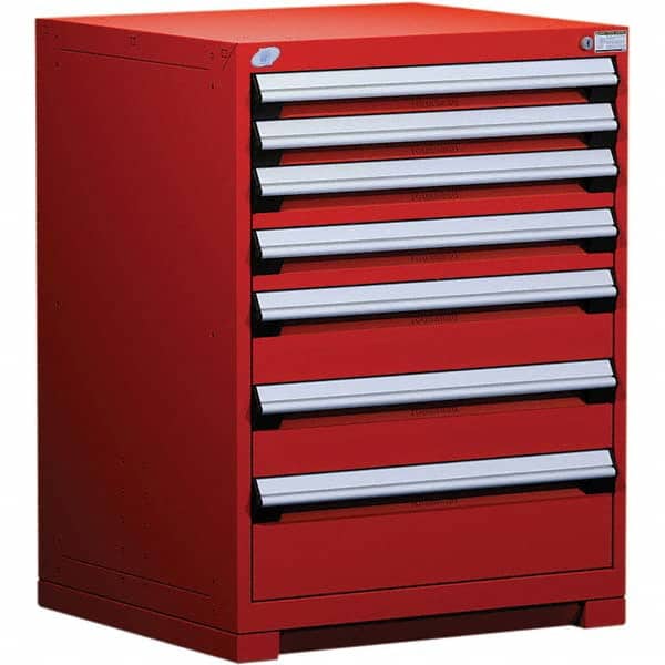 Rousseau Metal - 7 Drawer Flame Red Steel Modular Storage Cabinet - Exact Tool & Supply