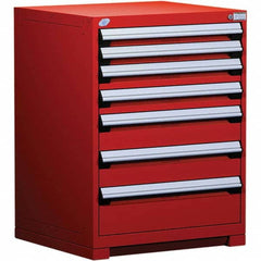 Rousseau Metal - 7 Drawer Flame Red Steel Modular Storage Cabinet - Exact Tool & Supply