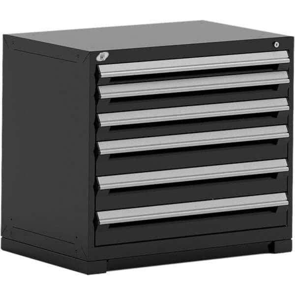 Rousseau Metal - 6 Drawer Black Steel Modular Storage Cabinet - Exact Tool & Supply