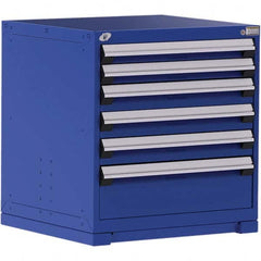 Rousseau Metal - 6 Drawer Avalanche Blue Steel Modular Storage Cabinet - Exact Tool & Supply