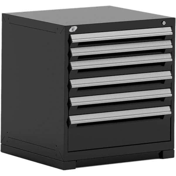 Rousseau Metal - 6 Drawer Black Steel Modular Storage Cabinet - Exact Tool & Supply