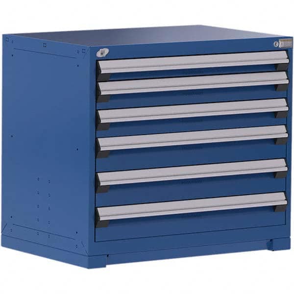 Rousseau Metal - 6 Drawer Avalanche Blue Steel Modular Storage Cabinet - Exact Tool & Supply