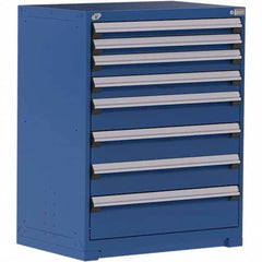 Rousseau Metal - 8 Drawer Avalanche Blue Steel Modular Storage Cabinet - Exact Tool & Supply