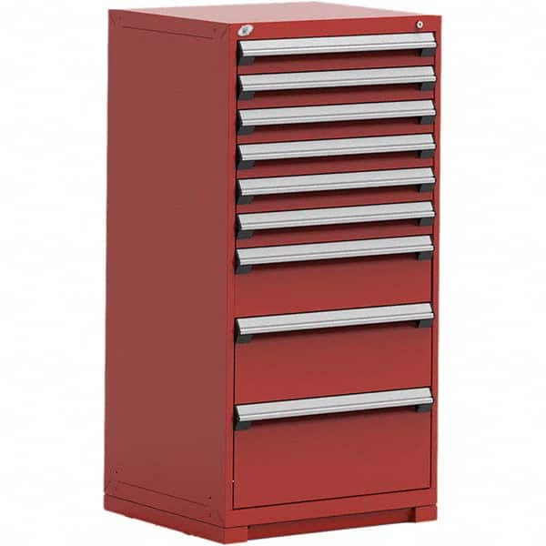 Rousseau Metal - 9 Drawer Flame Red Steel Modular Storage Cabinet - Exact Tool & Supply