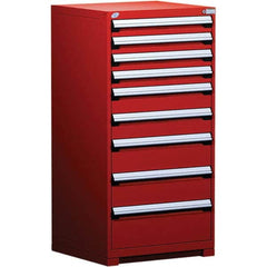 Rousseau Metal - 9 Drawer Flame Red Steel Modular Storage Cabinet - Exact Tool & Supply