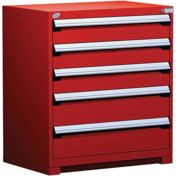 Rousseau Metal - 5 Drawer Flame Red Steel Modular Storage Cabinet - Exact Tool & Supply
