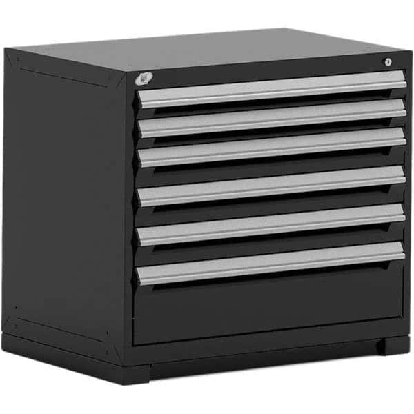 Rousseau Metal - 6 Drawer Black Steel Modular Storage Cabinet - Exact Tool & Supply