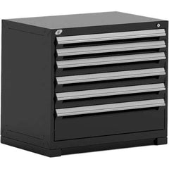 Rousseau Metal - 6 Drawer Black Steel Modular Storage Cabinet - Exact Tool & Supply