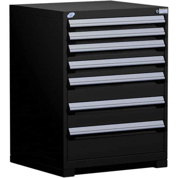 Rousseau Metal - 7 Drawer Black Steel Modular Storage Cabinet - Exact Tool & Supply