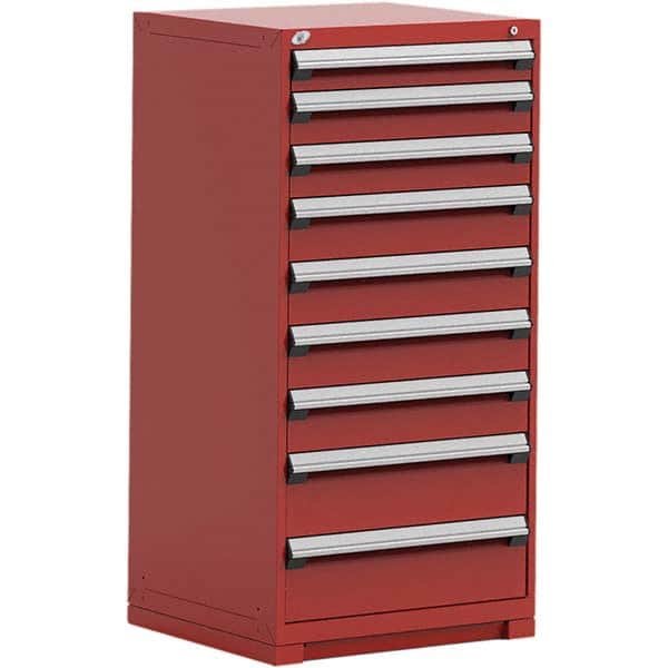 Rousseau Metal - 9 Drawer Flame Red Steel Modular Storage Cabinet - Exact Tool & Supply