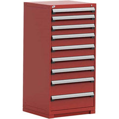 Rousseau Metal - 9 Drawer Flame Red Steel Modular Storage Cabinet - Exact Tool & Supply