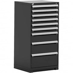 Rousseau Metal - 9 Drawer Black Steel Modular Storage Cabinet - Exact Tool & Supply