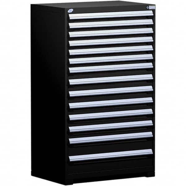 Rousseau Metal - 14 Drawer Black Steel Modular Storage Cabinet - Exact Tool & Supply