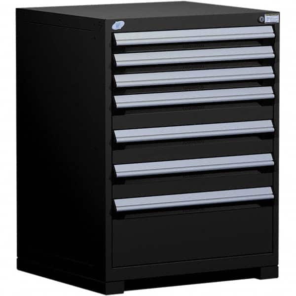 Rousseau Metal - 7 Drawer Black Steel Modular Storage Cabinet - Exact Tool & Supply